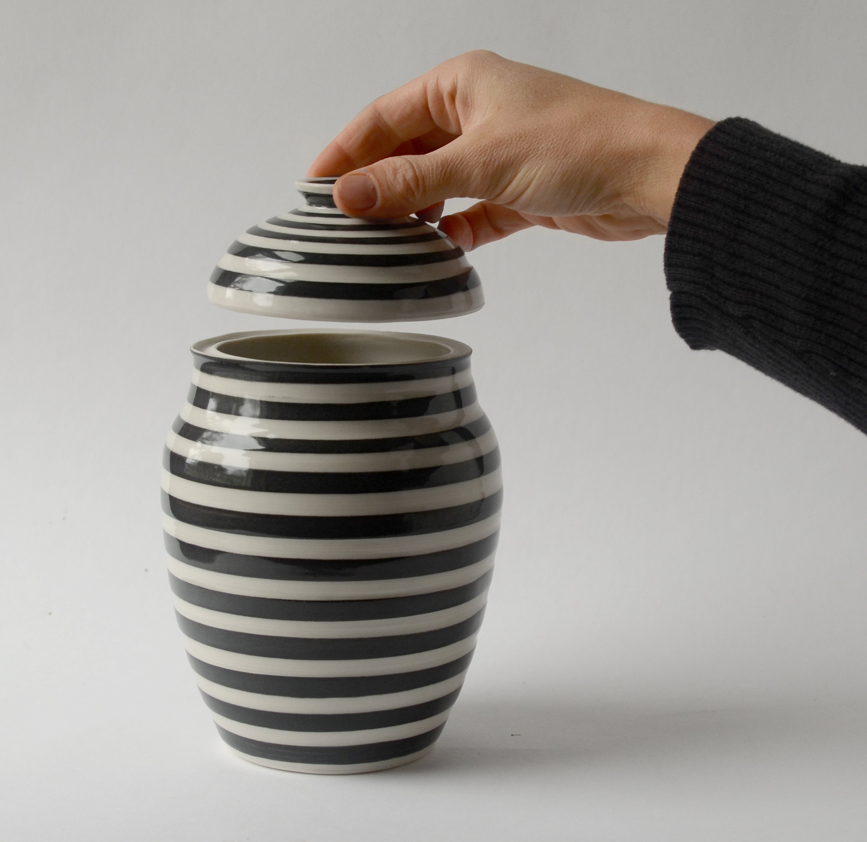 Striped Lidded Jar
